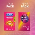 Durex Ribbed & Dotted Regular Fit Condoms, 30 Pack