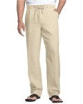 Men's Casual Linen Cotton Yoga Pants - Khaki