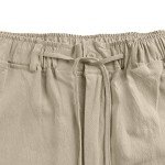 Men's Casual Linen Cotton Yoga Pants - Khaki