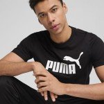 PUMA Men's Black Essential Logo T-Shirt, Medium