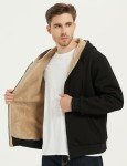 Men's Fleece Hoodie Jacket - Sherpa Lined Black
