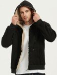 Men's Fleece Hoodie Jacket - Sherpa Lined Black