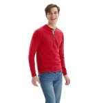 Hanes Men's Long Sleeve Beefy Henley - Burnt Brick
