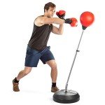 Boxing Ball Set with Gloves and Adjustable Stand