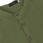Men's Army Green Cotton Linen Beach Shirt