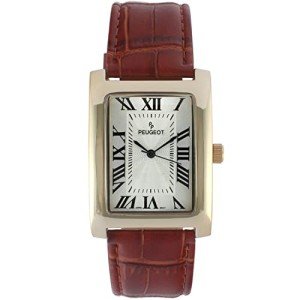 Peugeot Men's Analog Watch with Leather Strap 2051GBR