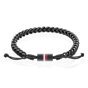 Tommy Hilfiger Men's Black Braided Link Bracelet