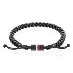Tommy Hilfiger Men's Black Braided Link Bracelet