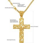 Men's 24k Gold Plated Filigree Cross Necklace