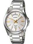Casio Silver Strap Analog Watch with White Dial