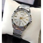 Casio Silver Strap Analog Watch with White Dial