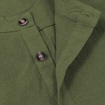 Men's Army Green Cotton Linen Beach Shirt