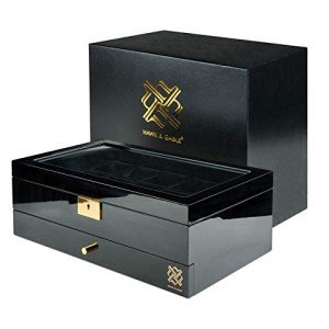 Men’s 12 Slot Watch Box Organizer with Glass Top