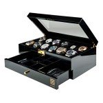 Men’s 12 Slot Watch Box Organizer with Glass Top