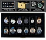 Men’s 12 Slot Watch Box Organizer with Glass Top
