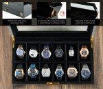 Men’s 12 Slot Watch Box Organizer with Glass Top