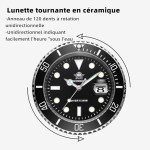 Men's 200M Waterproof Quartz Dive Watch - Black Dial