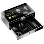 Men's Wooden Jewelry Box with Glass Top Organizer