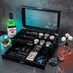 Men's Wooden Jewelry Box with Glass Top Organizer