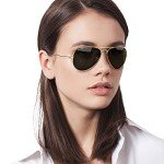 Ray-Ban Aviator Polarised Sunglasses, Gold & Green