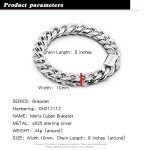 Classic 925 Sterling Silver Cuban Chain Bracelet