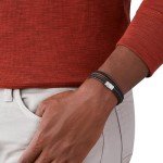 Fossil Men's Silver Leather Bracelet - One Size