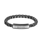 BOSS Men's Devon Black & Silver Link Bracelet
