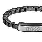 BOSS Men's Devon Black & Silver Link Bracelet