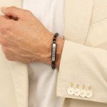 BOSS Men's Devon Black & Silver Link Bracelet