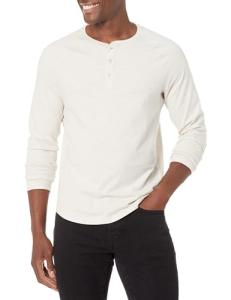 Men's Slim-Fit Long-Sleeve Henley Shirt - Oatmeal