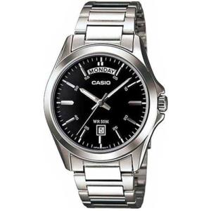 Casio Silver Strap Analog Watch with Black Dial