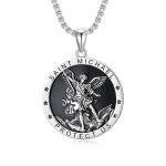 Seiyang Black Onyx St Michael Men's Necklace