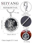 Seiyang Black Onyx St Michael Men's Necklace