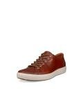 ECCO Men's Soft 7 Lace Leather Sneaker, Cognac