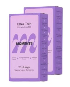 Moments Ultra Thin Extra Lubricated Vegan Condoms 24 Pack