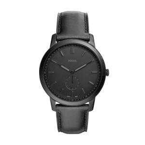 Fossil Men's Black Leather Minimalist Analogue Watch