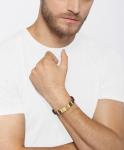 Hugo Boss Men's Gold and Brown Leather Bracelet