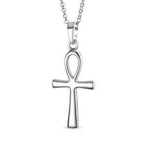 Egyptian Ankh Cross Pendant Necklace in Sterling Silver