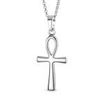 Egyptian Ankh Cross Pendant Necklace in Sterling Silver