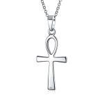 Egyptian Ankh Cross Pendant Necklace in Sterling Silver