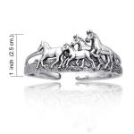 Western Horses Equestrian Cuff Bracelet in Silver