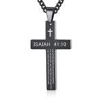 Men's Inspirational Bible Verse Cross Necklace
