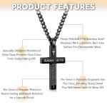 Men's Inspirational Bible Verse Cross Necklace