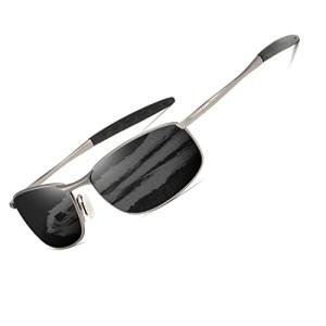 AEVOGUE Men's Polarized Rectangle Metal Sunglasses