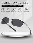 AEVOGUE Men's Polarized Rectangle Metal Sunglasses