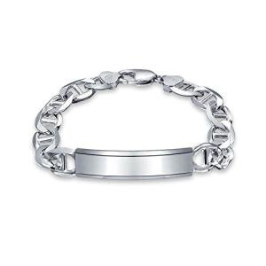Custom Engraved Sterling Silver ID Bracelet for Men