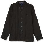 Tommy Hilfiger Men's Premium Black Linen Shirt, LG