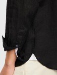Tommy Hilfiger Men's Premium Black Linen Shirt, LG
