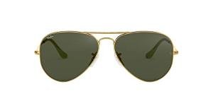 Ray-Ban Gold Aviator Sunglasses with Grey Green Lenses