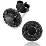 Black Moissanite Halo Stud Earrings for Men